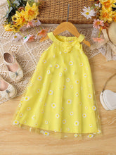 Girls' Fashion Mesh Patchwork Round Neck Bowknot Sleeveless Dress